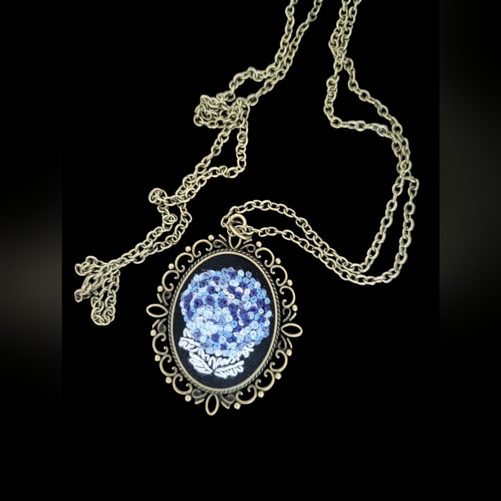 Something Blue Hale Finery Hand Embroidered Necklace